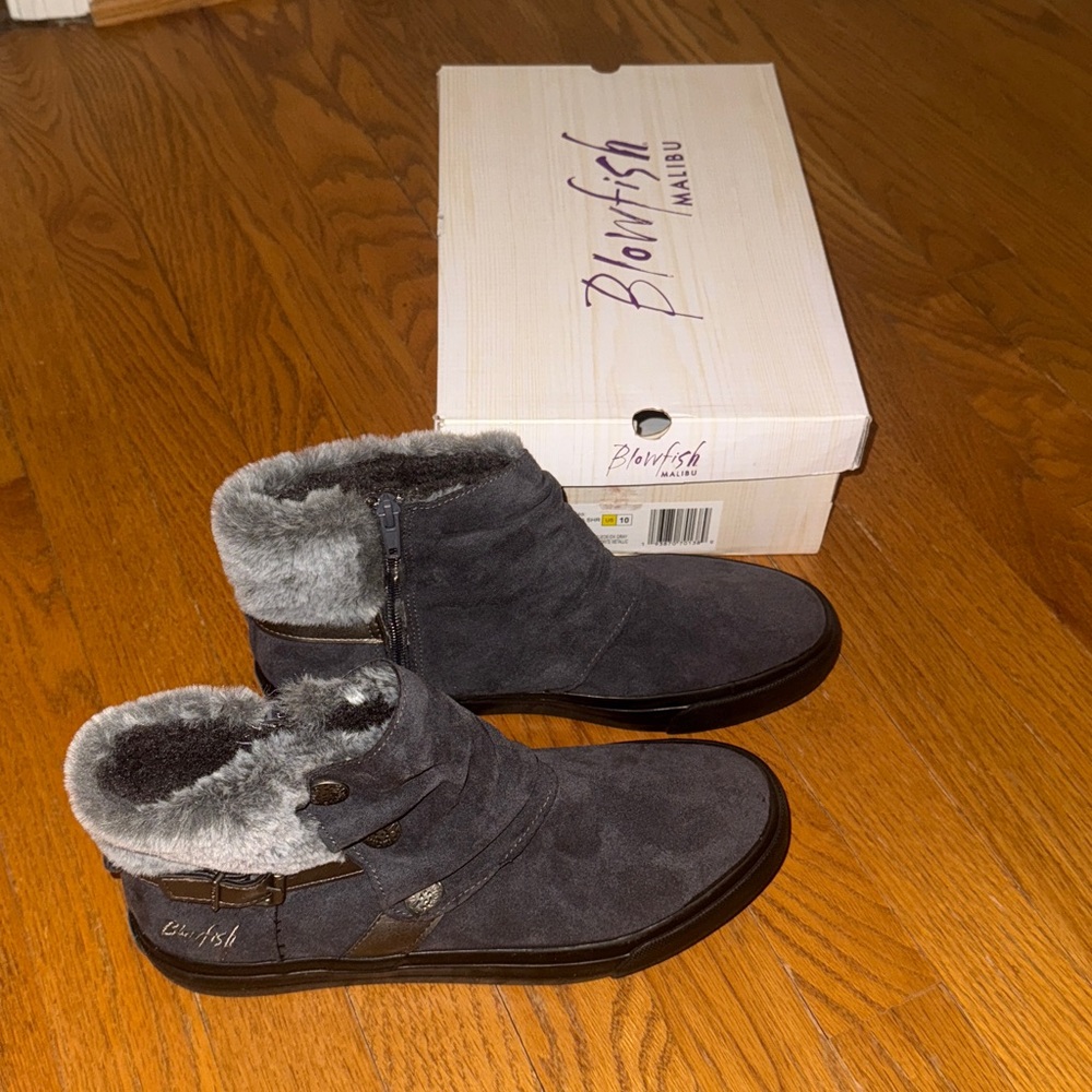 Blowfish Microsuede Dark Gray Boots